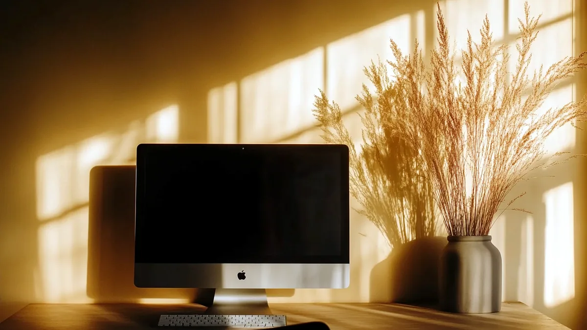 A warm amber and brown desktop environment with a panel bar at the bottom.