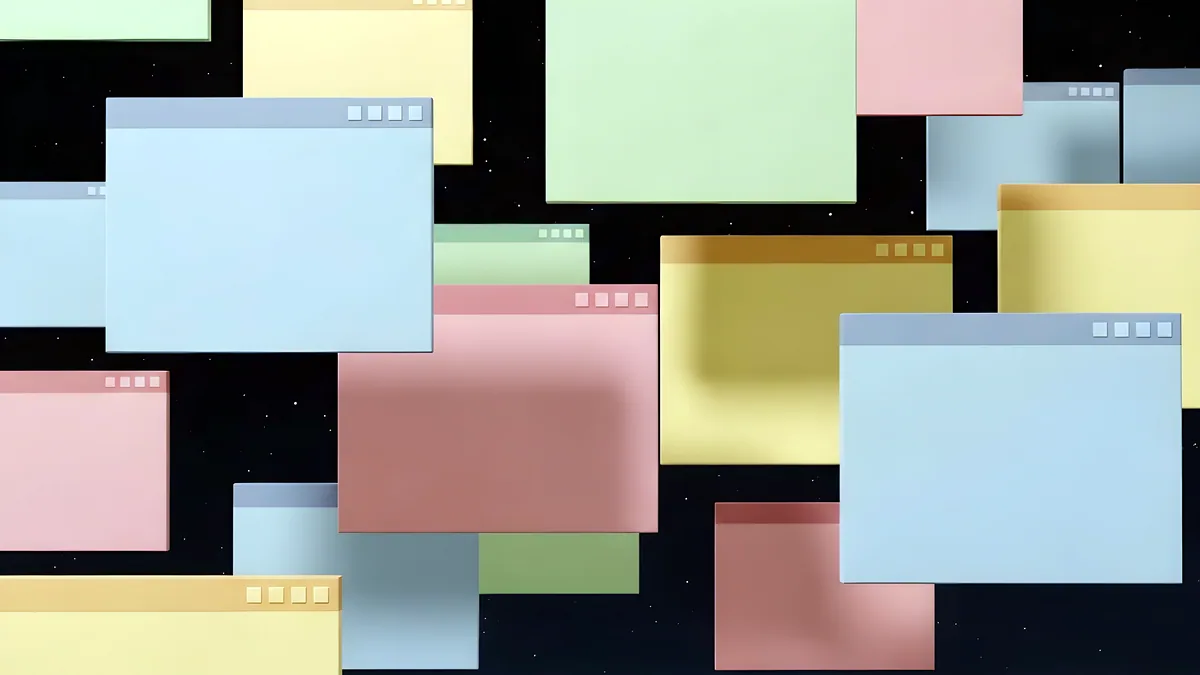 A monitor showing a grid of differently styled desktop environments at once.